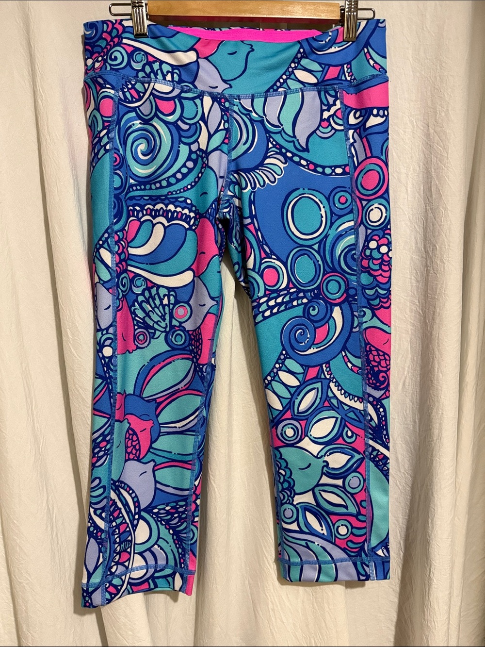 Lilly Pulitzer Blue, Teal & Pink Swirl Print women's leggings